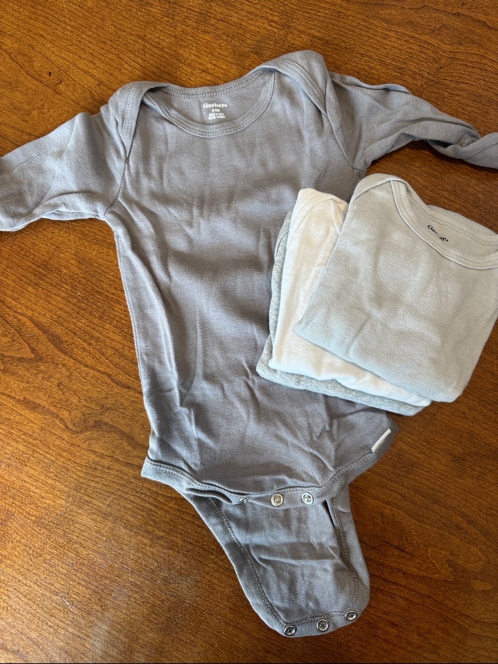 Gerber Grey Long-Sleeve Baby One-Piece Bodysuit set of 4